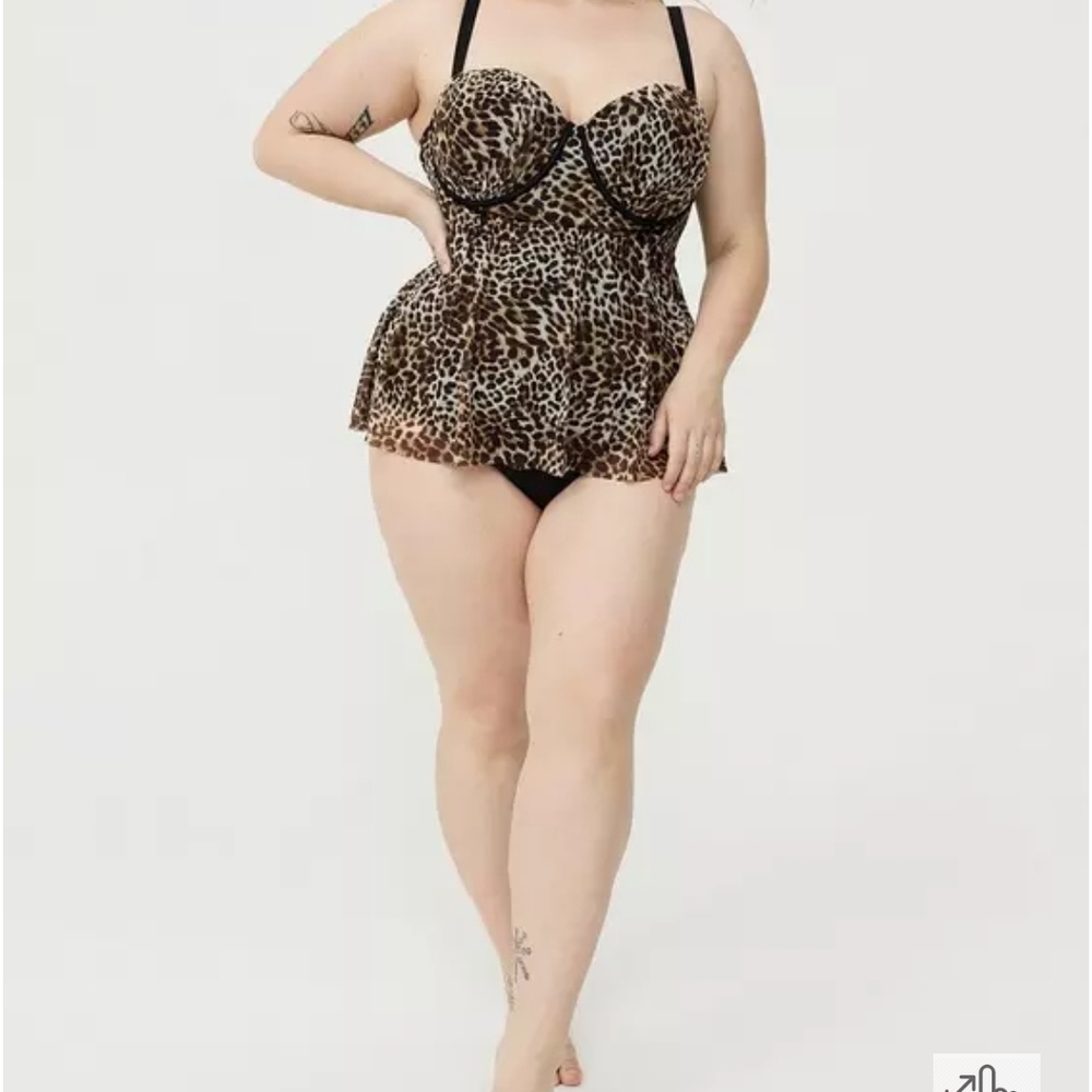 Torrid Leopard Print One Piece Swimsuit C/D Cup Size